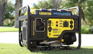 Champion generator used on a campsite