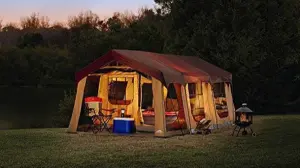 Northwest Territory has an impressive 10 man tent with porch area suitable for big families.